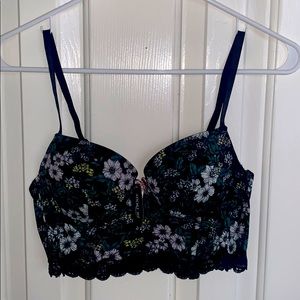 Black Floral Longline Bra 34B NWT!!!